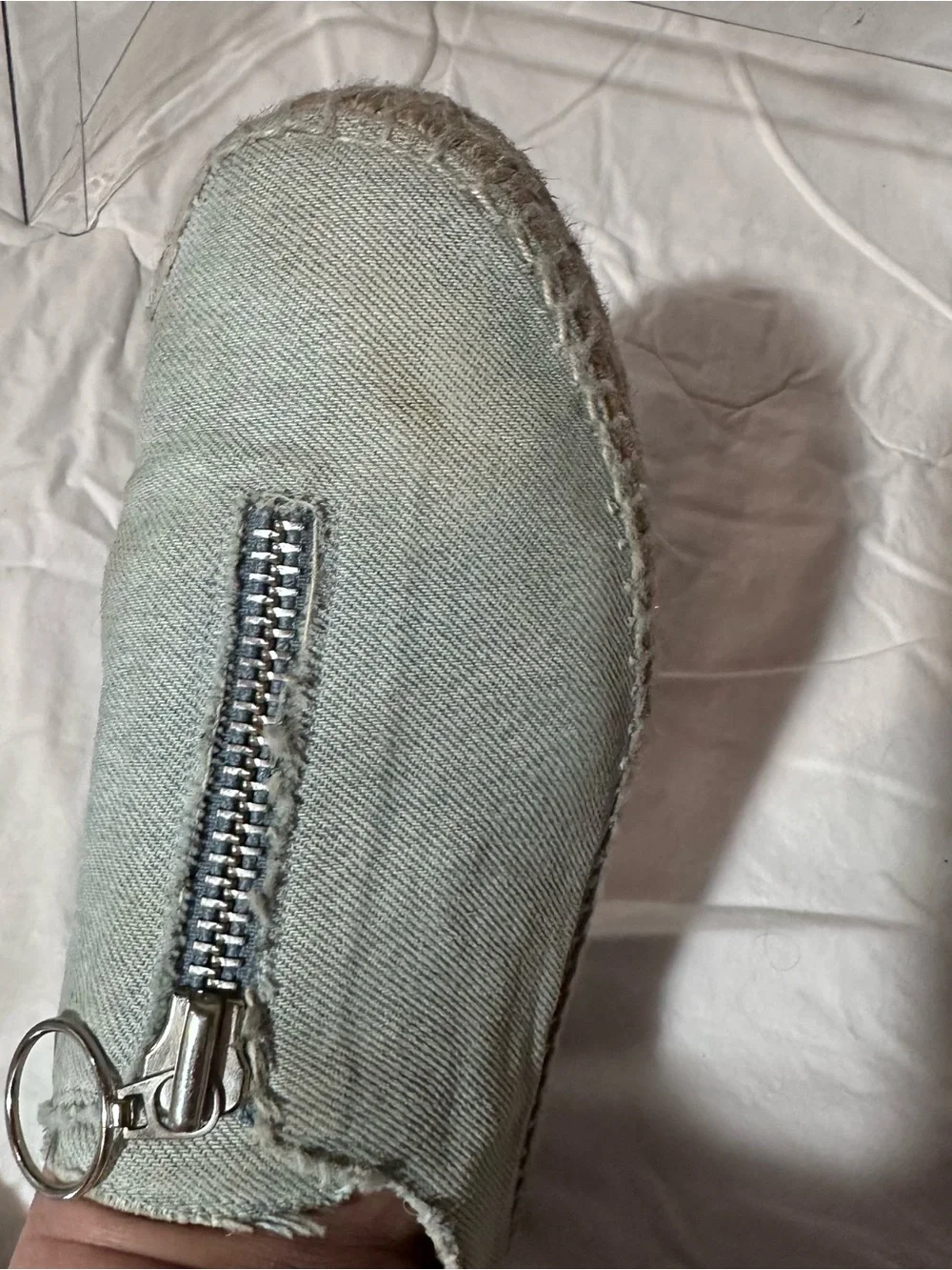 Alexander Wang Light Blue denim Espadrille Slip-Ons with Ring Zip